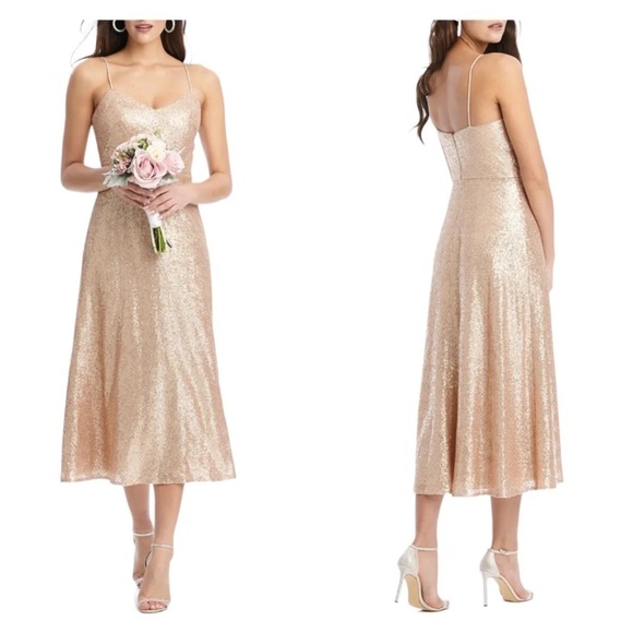 Dessy Collection Dresses & Skirts - Dessy collection rose gold sequin bridesmaid dress size 10